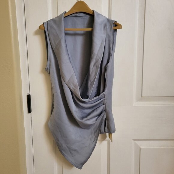 Ace By Aimee Blue Satin Sleeveless Top Size: MEDIUM - NWT - Picture 2 of 9